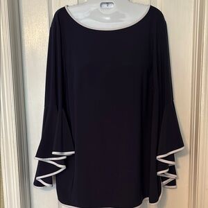 Coco Bianco Black Blouse with White Accents